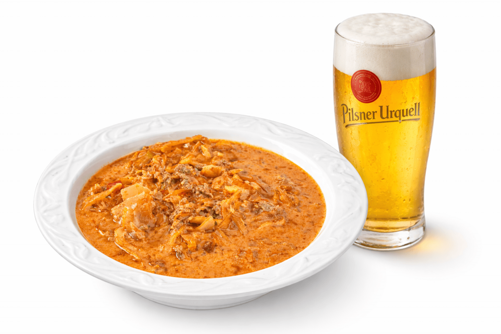 Sauerkrautsuppe und Bier