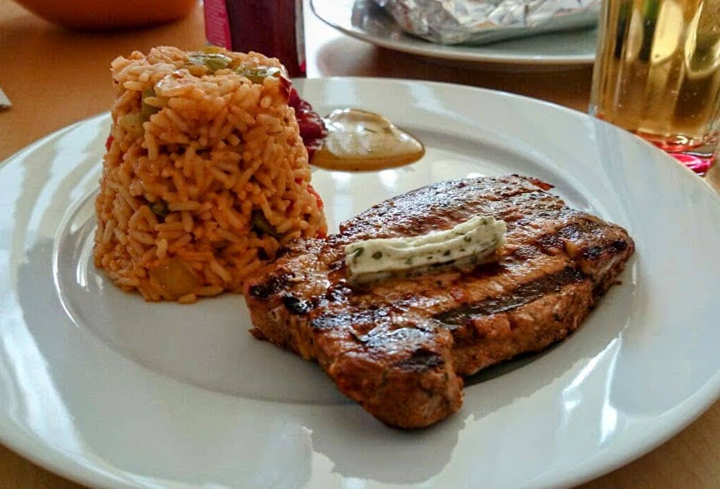 Minutensteak mit Paprikareis