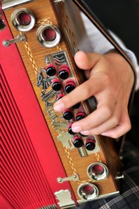 hand of a person playing accordion