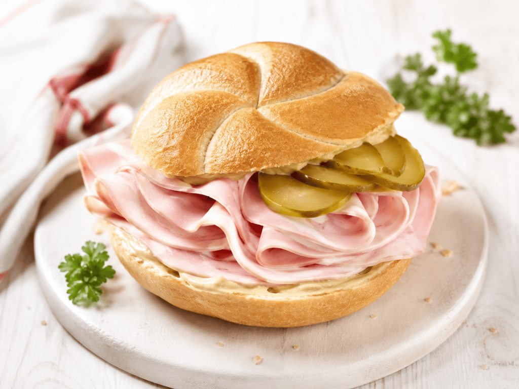 Perfekte Extrawurstsemmel mit Kalbspariser, Essiggurkerl und rescher Kaisersemmel
