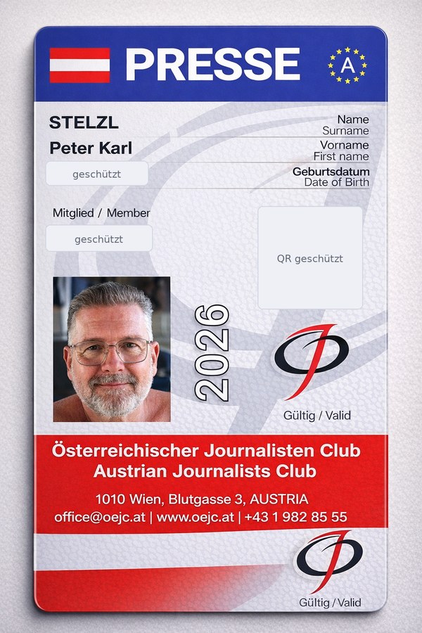 Presseausweis als Symbol für unabhängiges Schreiben von Peter Stelzl