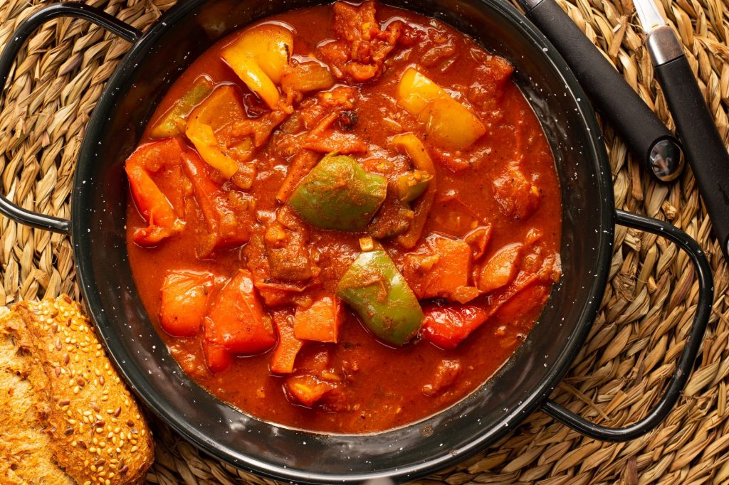 cooked food on a pot