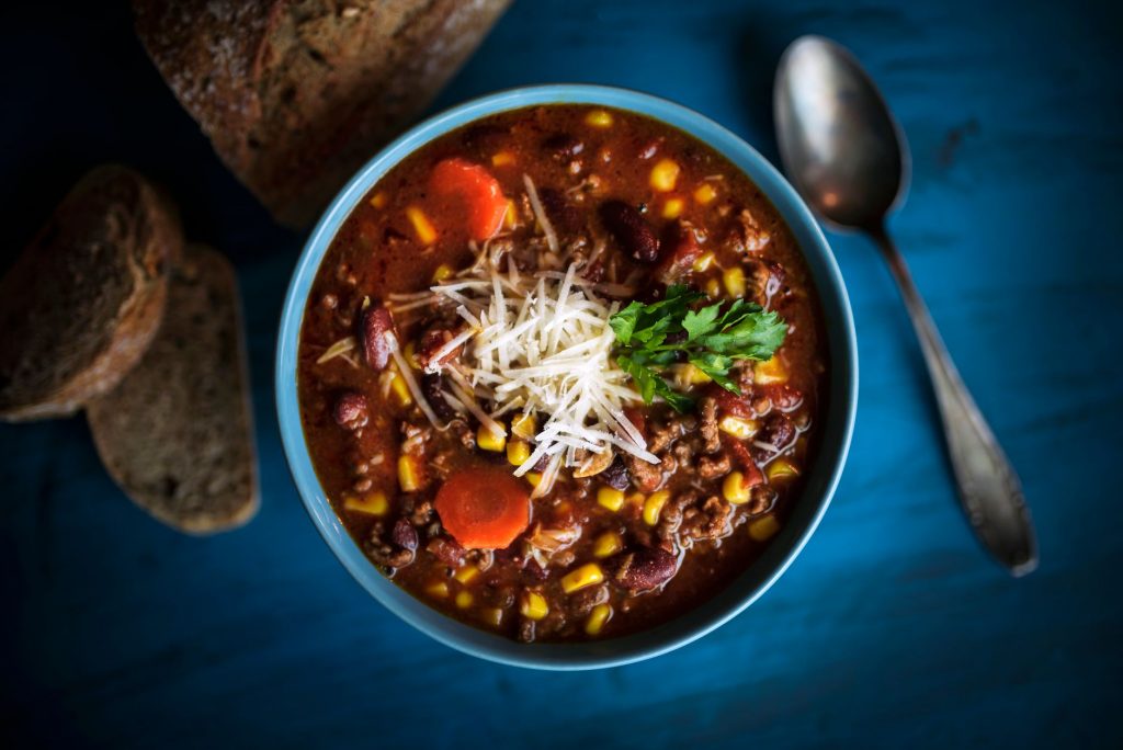 cooked food in the bowl