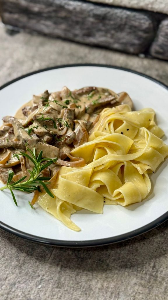 creamy mushroom pasta with fresh herbs