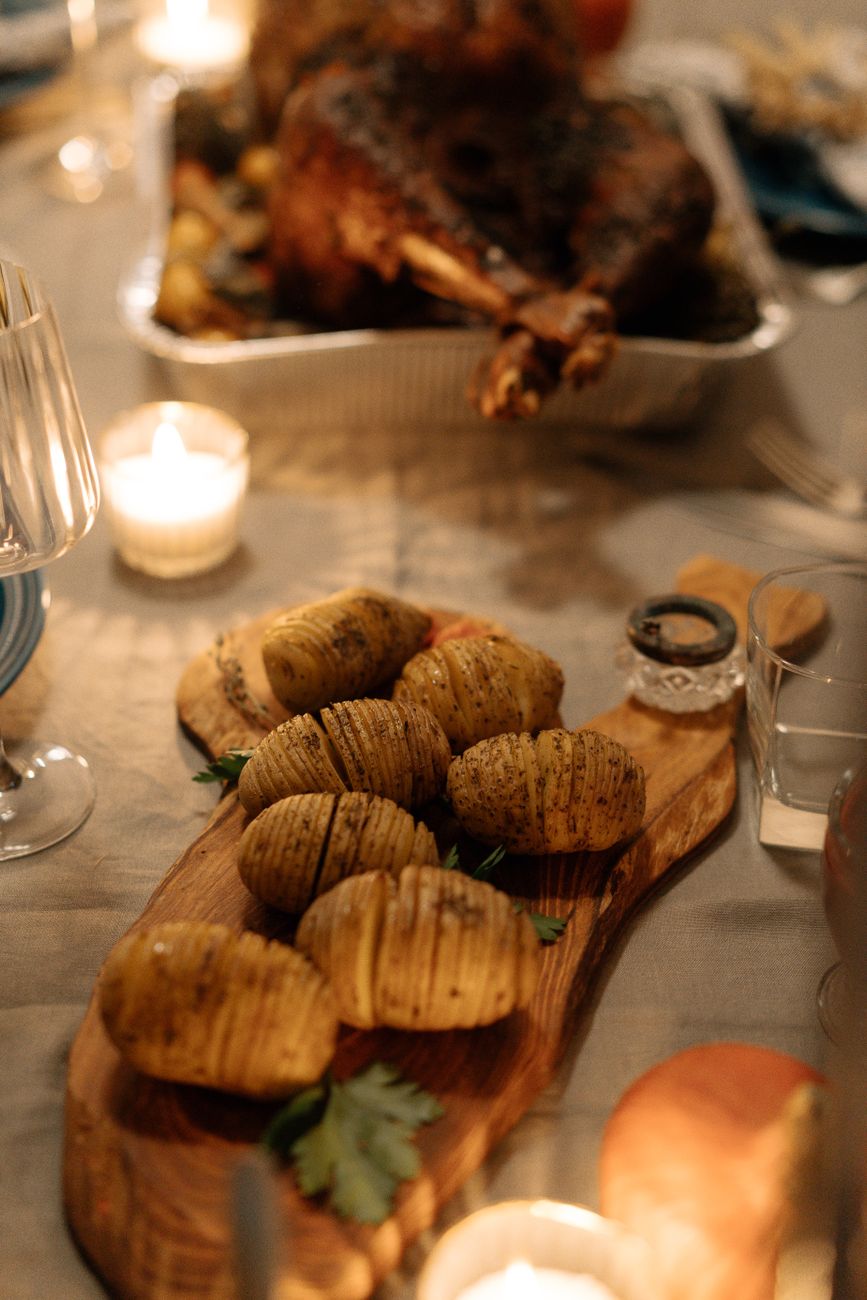 fried food on brown wooden tray