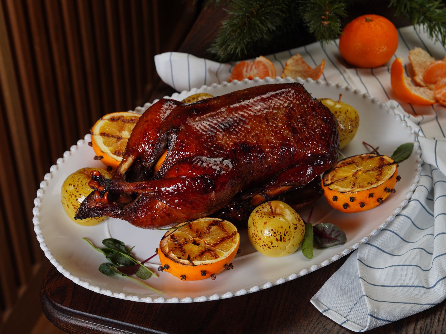 roasted duck with citrus and spices for festive dining